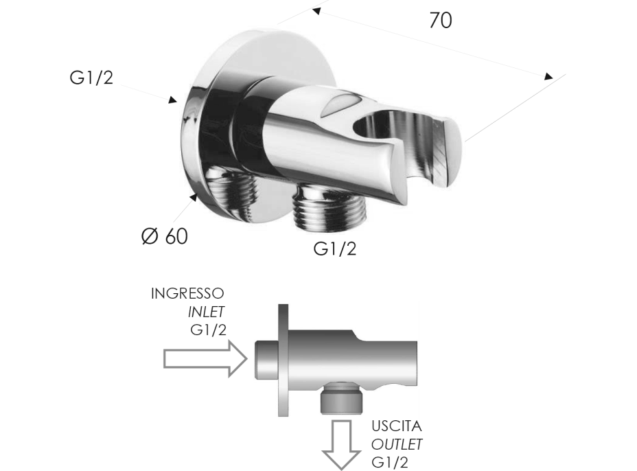 Sapho Držiak okrúhly, pevný, s vyústením, zlato mat 1205-0919
