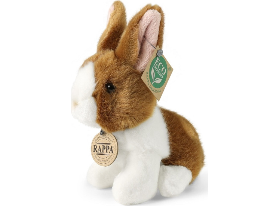 Rappa Plyšový králik bielo-hnedý sediaci 16 cm ECO-FRIENDLY