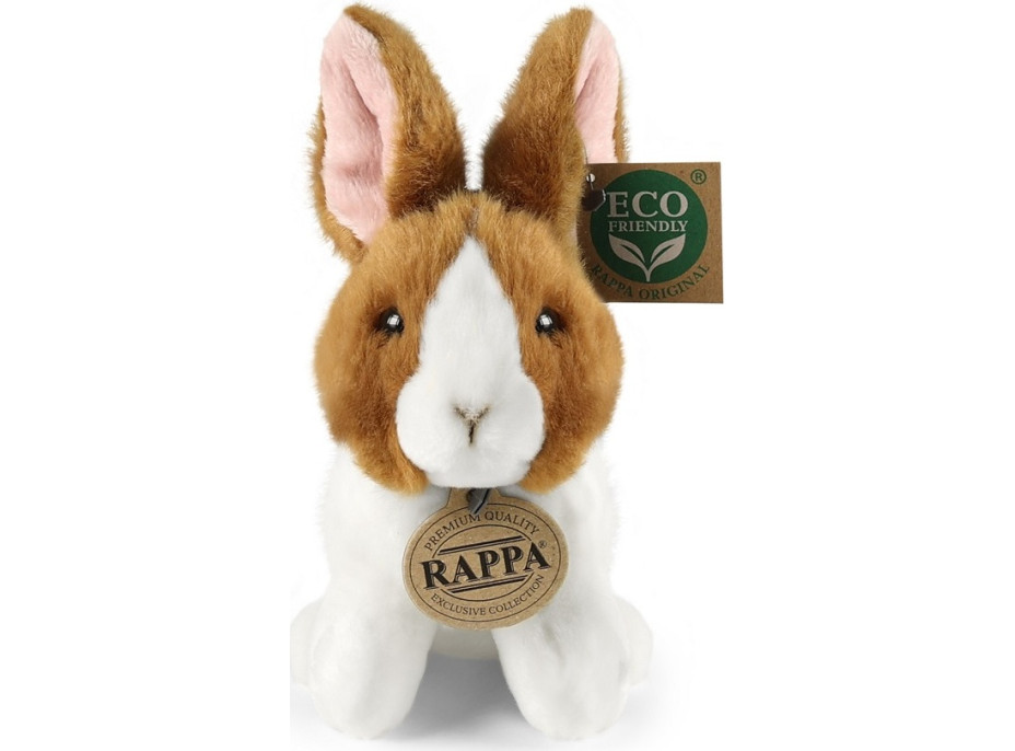 Rappa Plyšový králik bielo-hnedý sediaci 16 cm ECO-FRIENDLY