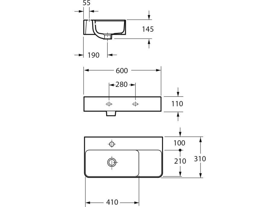 Sapho ISTIA keramické umývadlo, 60x41cm, biela AR6041