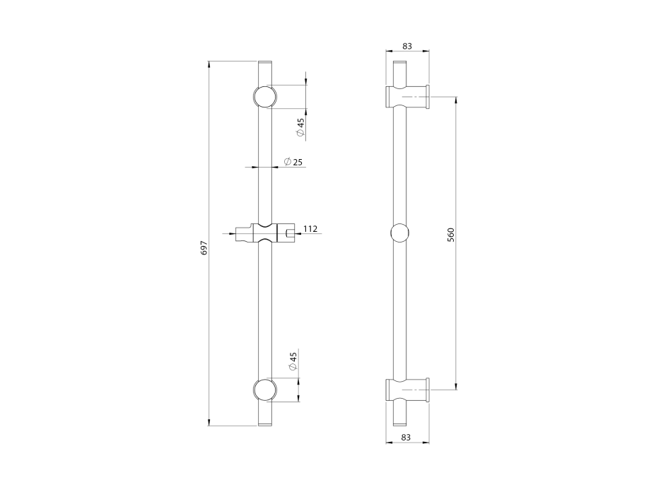 Sapho Sprchová tyč, posuvný držiak, guľatá, 700mm, zlato mat SC019
