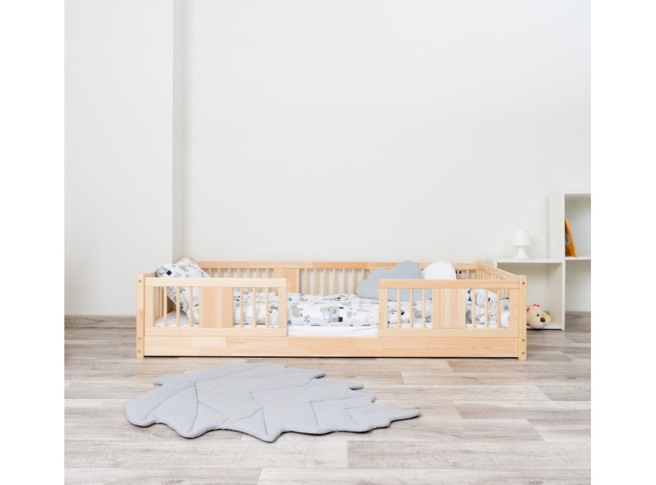 Detská Montessori posteľ z masívu borovice LUNA - 160x80 cm