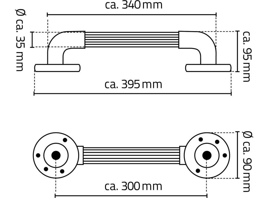 Ridder Pevnostné madlo plastové, 300mm, chróm A1013037