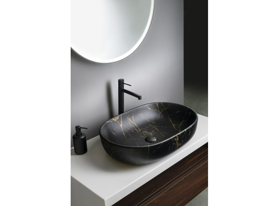 Sapho CALEO keramické umývadlo na dosku, 60x42cm, portoro mramor CA590PT