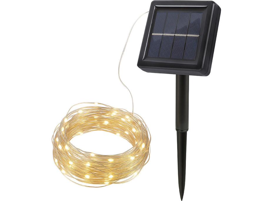 Solight LED solárna reťaz, 200LED, 22m, teplá biela
