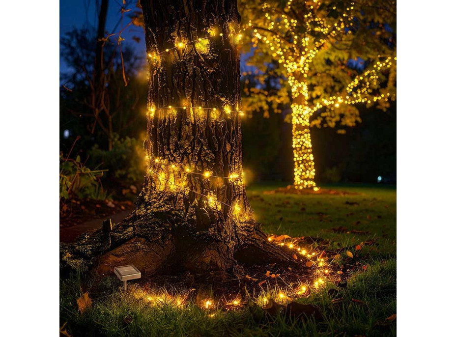 Solight LED solárna reťaz, 200LED, 22m, teplá biela