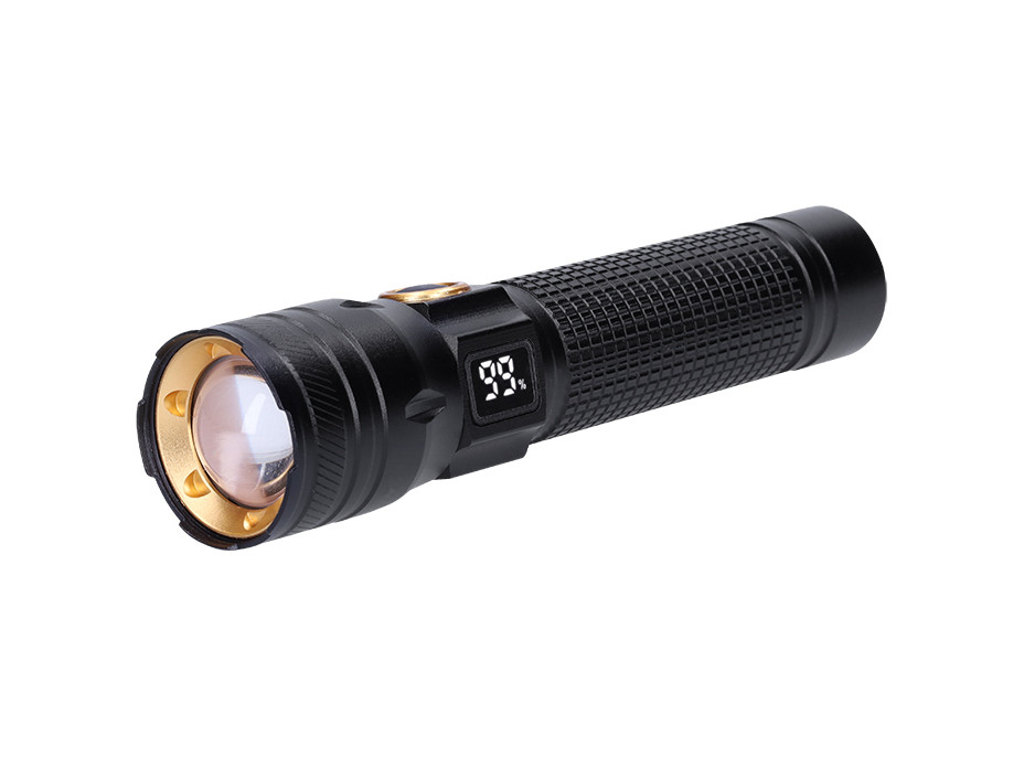 Solight LED nabíjacie svietidlo s displejom, 200lm, zoom, Li-Ion