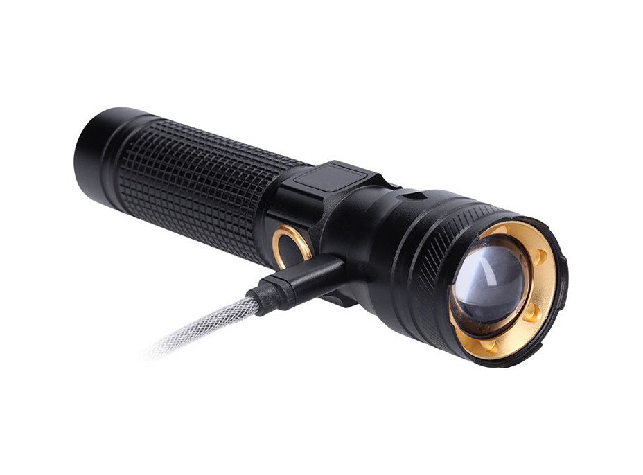 Solight LED nabíjacie svietidlo s displejom, 200lm, zoom, Li-Ion