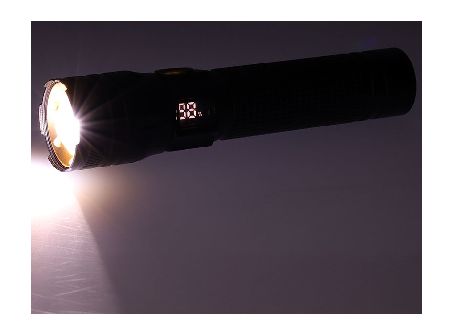 Solight LED nabíjacie svietidlo s displejom, 200lm, zoom, Li-Ion