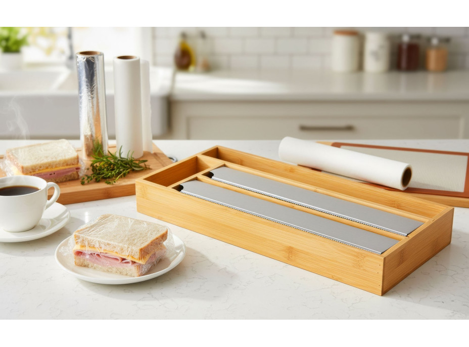Bambusový zásobník na kuchynské fólie BORDE