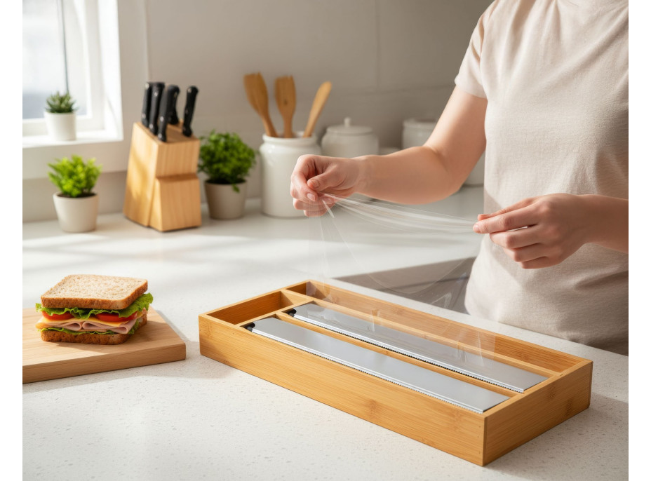 Bambusový zásobník na kuchynské fólie BORDE