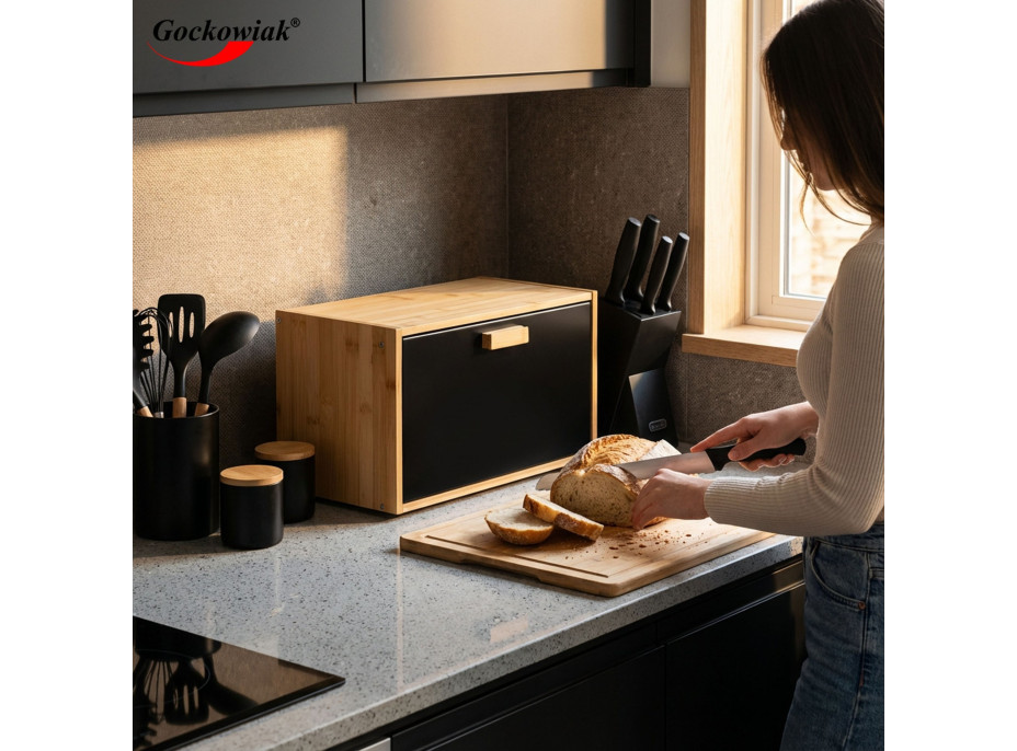 Bambusový chlebník CHARLES - prírodný/čierny