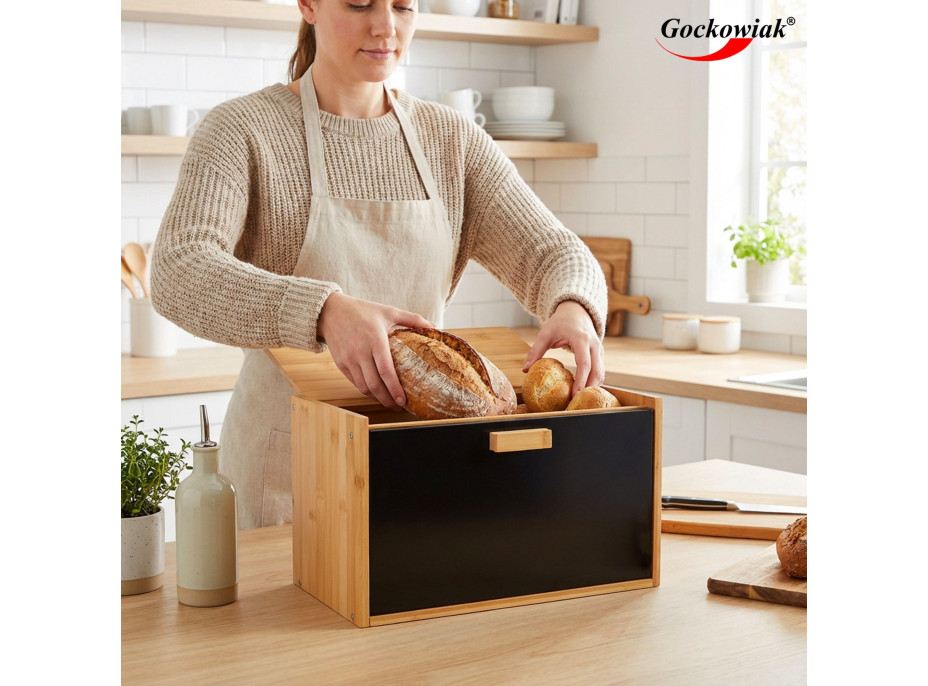 Bambusový chlebník CHARLES - prírodný/čierny