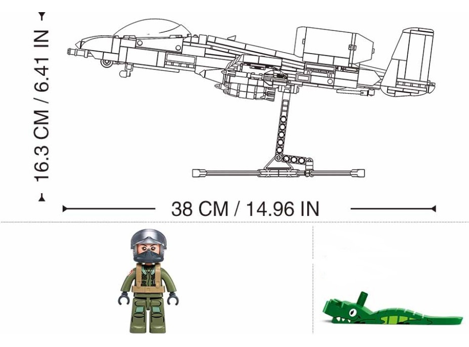 Sluban Model Bricks M38-B1362 Útočné lietadlo A10CS