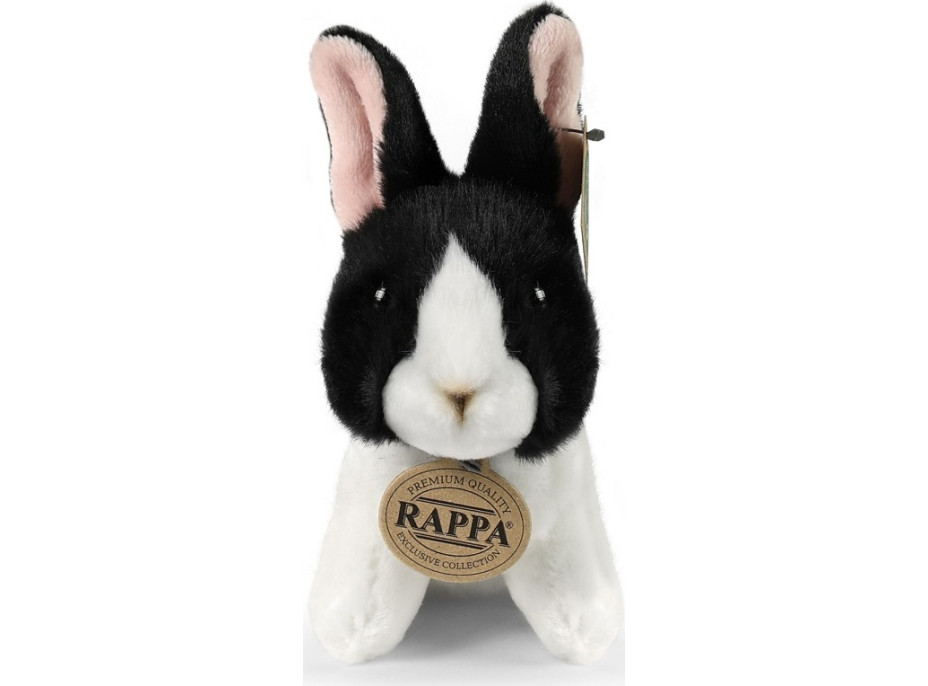 Rappa Plyšový králik bielo-čierny sediaci 16 cm ECO-FRIENDLY