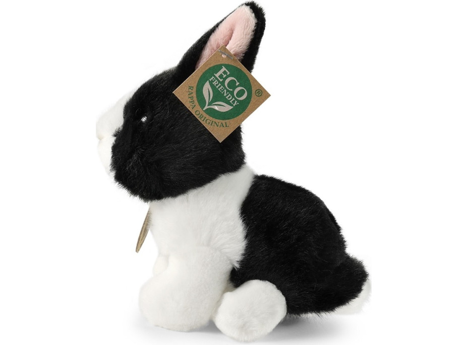 Rappa Plyšový králik bielo-čierny sediaci 16 cm ECO-FRIENDLY
