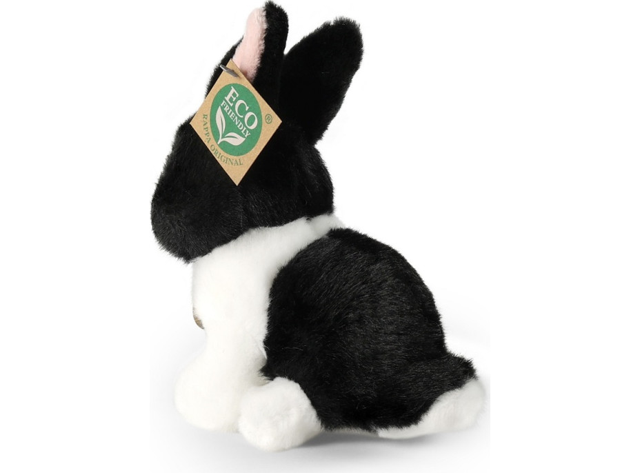Rappa Plyšový králik bielo-čierny sediaci 16 cm ECO-FRIENDLY