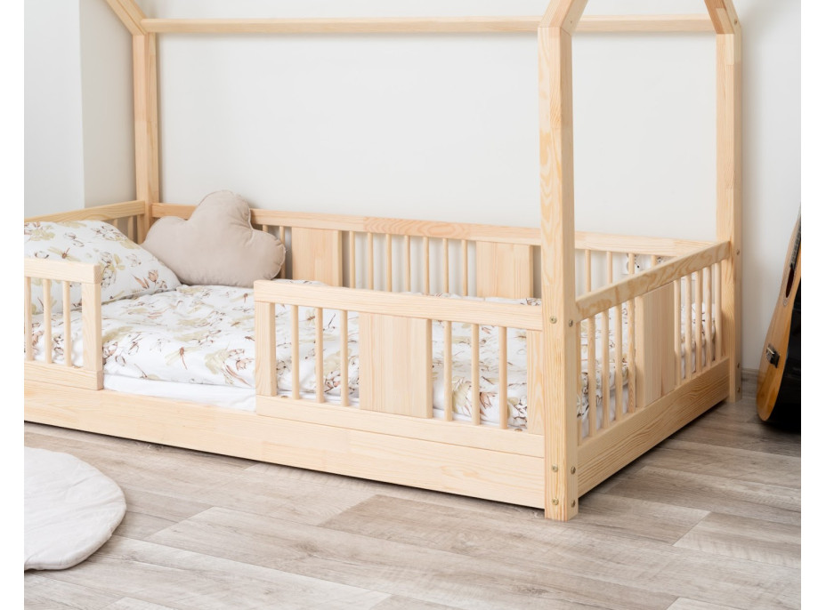 Detská domčeková Montessori posteľ z masívu borovice LUNA L - 200x90 cm
