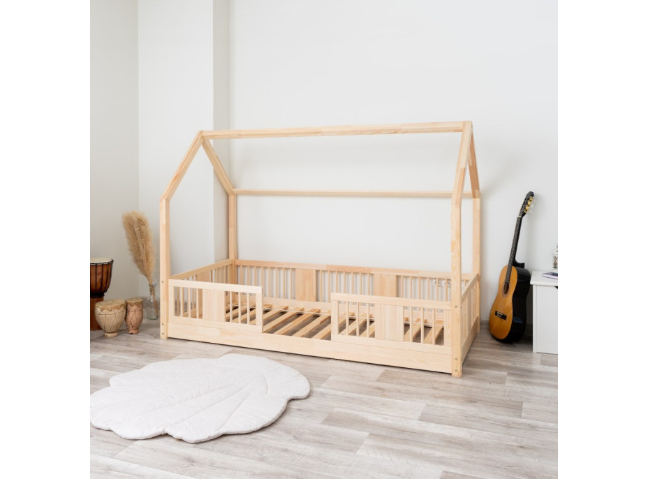 Detská domčeková Montessori posteľ z masívu borovice LUNA L - 200x90 cm