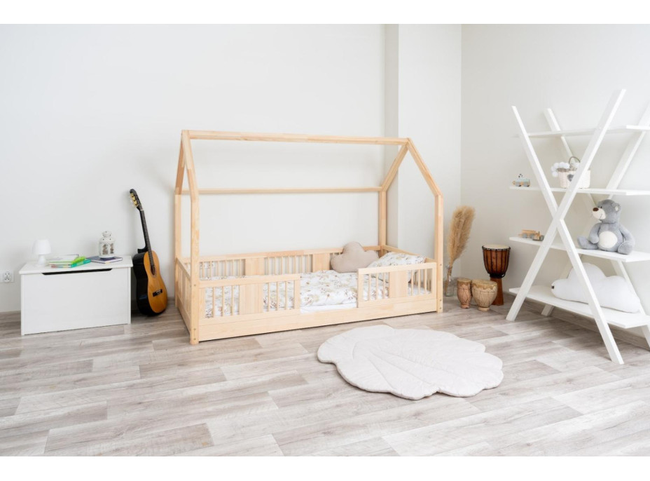 Detská domčeková Montessori posteľ z masívu borovice LUNA L - 200x90 cm