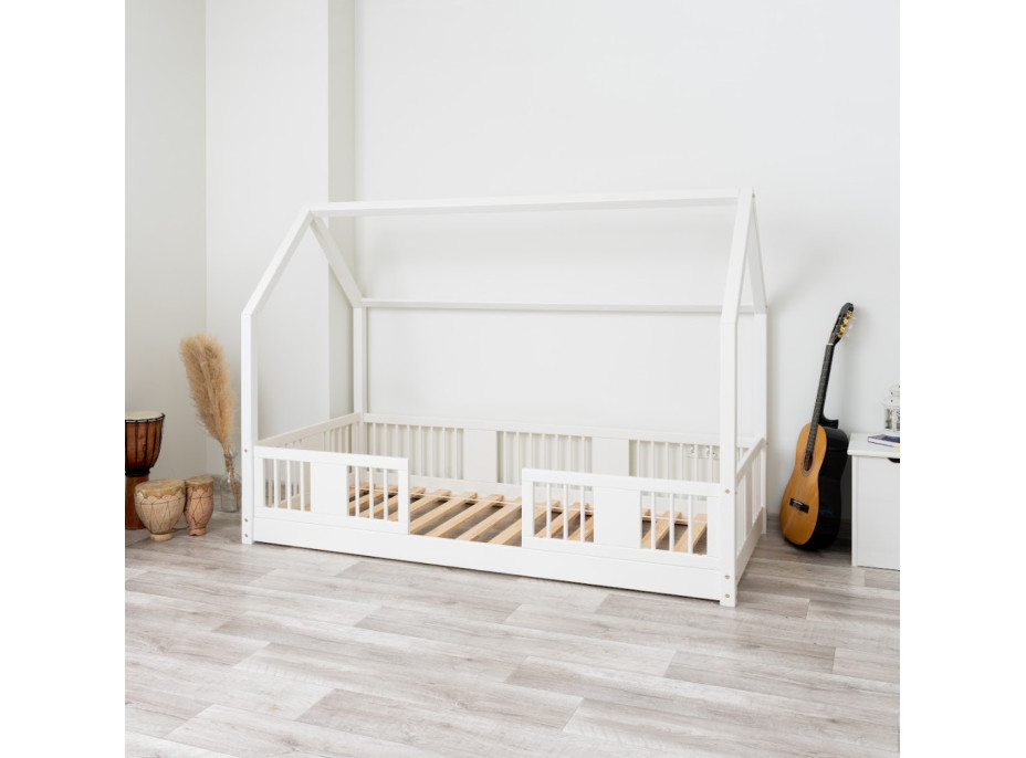 Detská domčeková Montessori posteľ z masívu borovice LUNA L - 200x90 cm