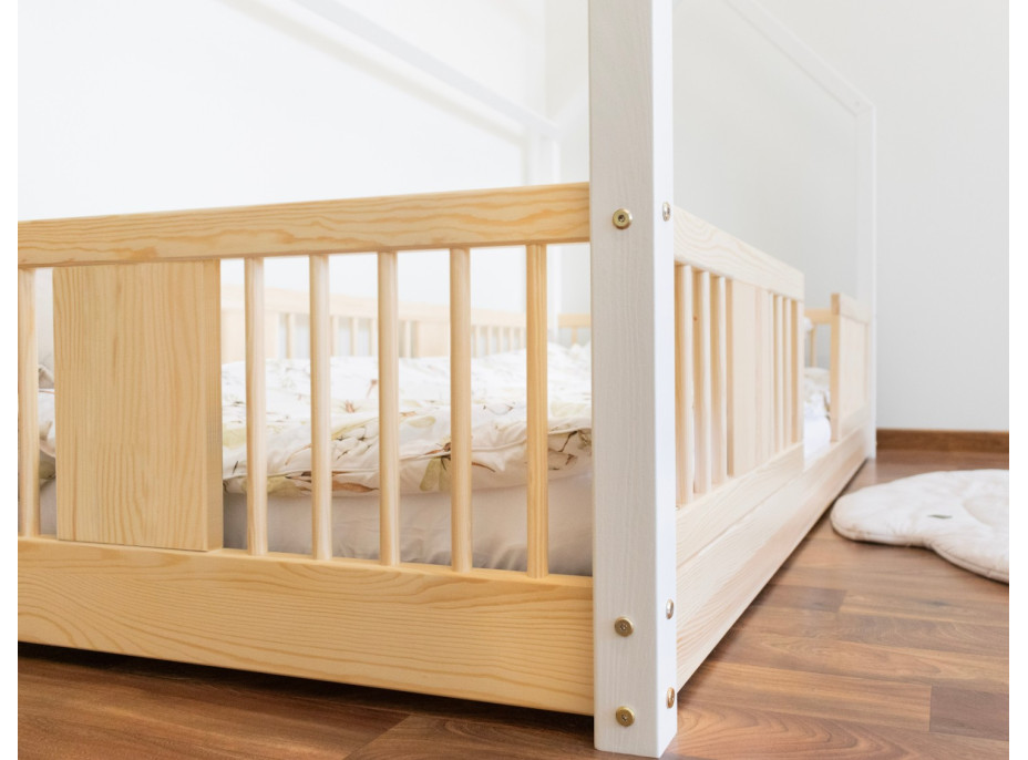 Detská domčeková Montessori posteľ z masívu borovice LUNA L - 200x90 cm