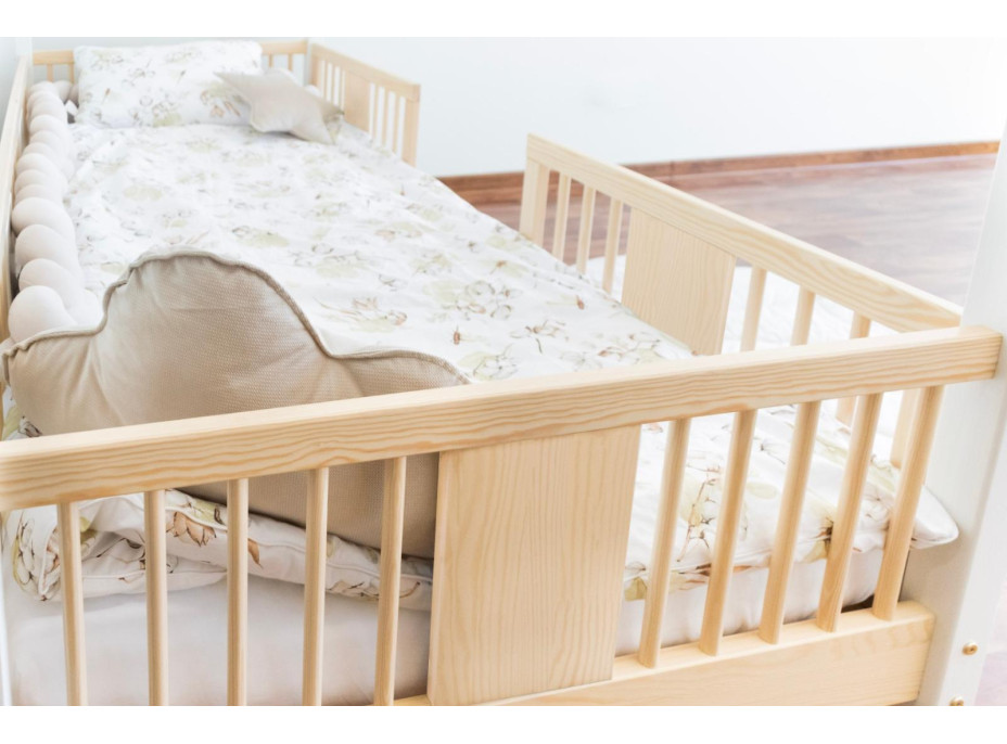 Detská domčeková Montessori posteľ z masívu borovice LUNA L - 200x90 cm