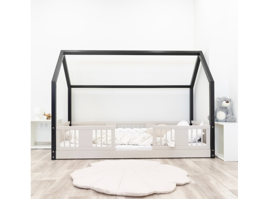 Detská domčeková Montessori posteľ z masívu borovice LUNA L - 180x80 cm