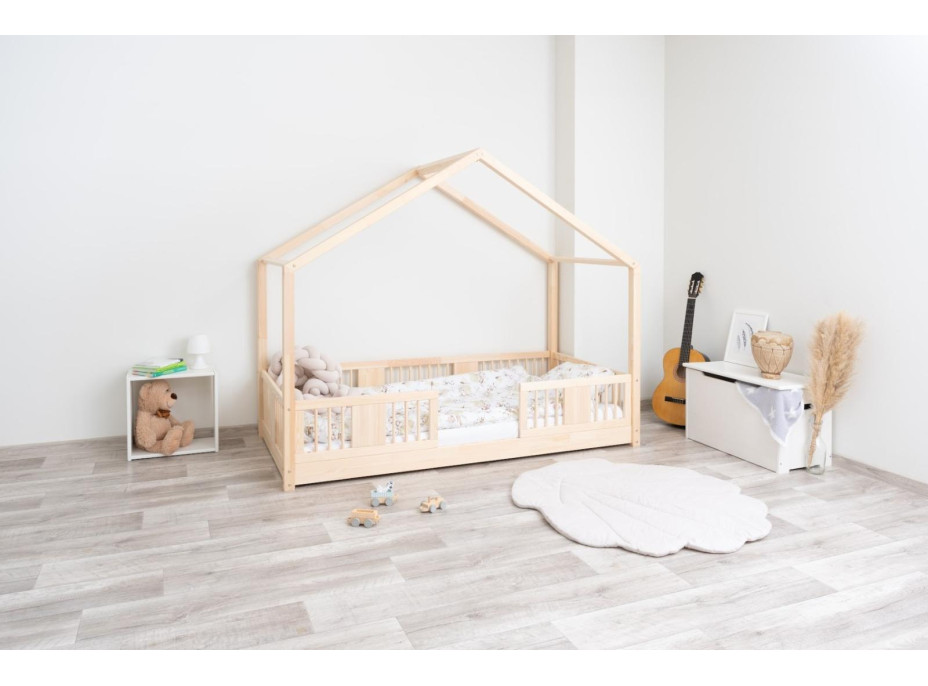 Detská domčeková Montessori posteľ z masívu borovice LUNA S - 200x90 cm