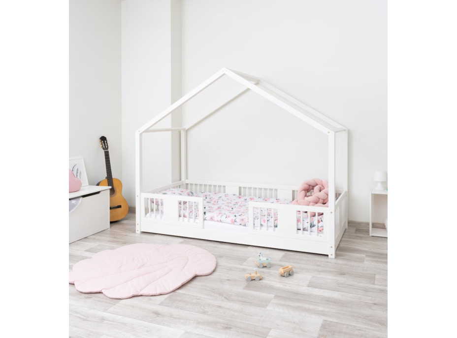 Detská domčeková Montessori posteľ z masívu borovice LUNA S - 180x80 cm