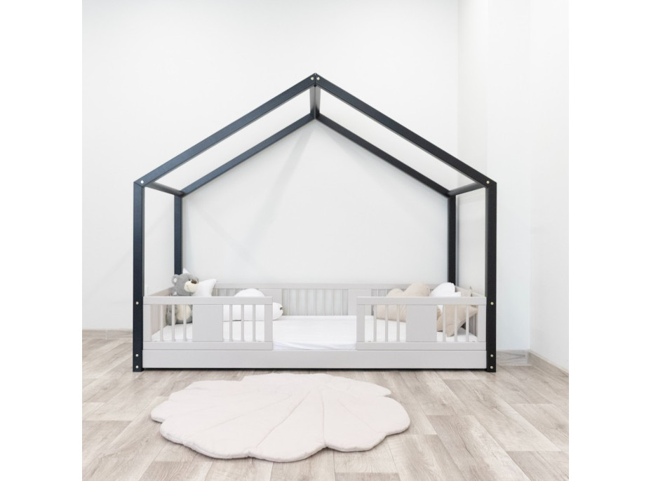 Detská domčeková Montessori posteľ z masívu borovice LUNA S - 200x90 cm