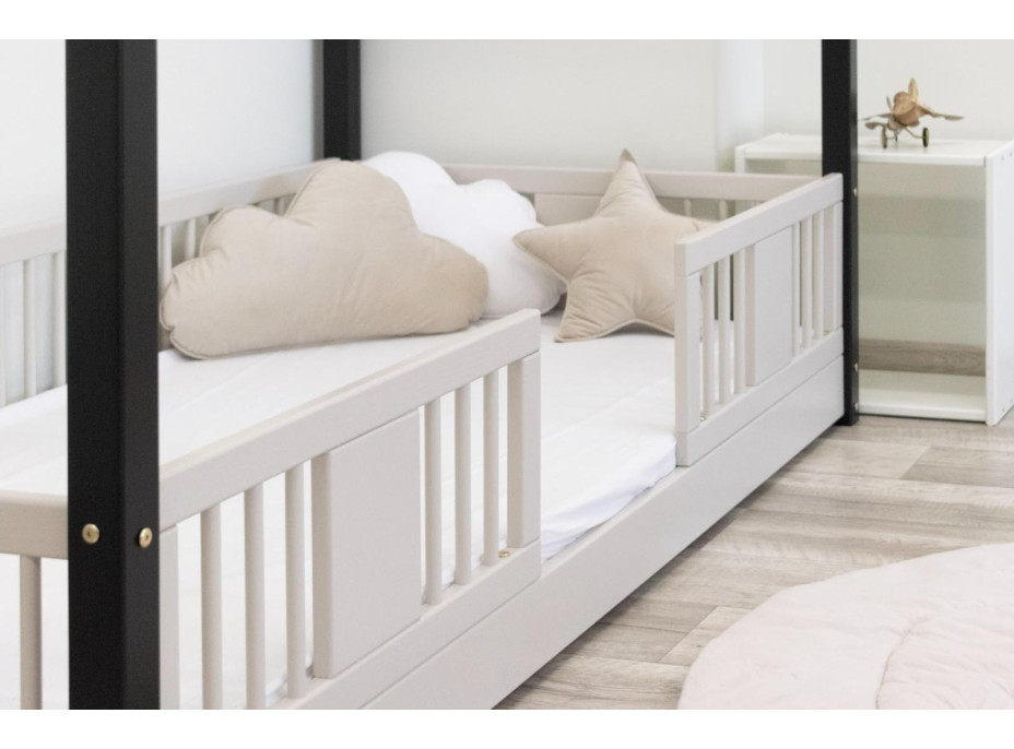 Detská domčeková Montessori posteľ z masívu borovice LUNA S - 200x90 cm