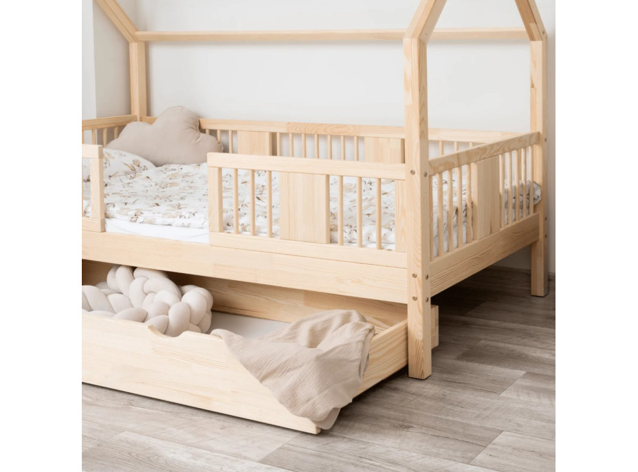 Detská domčeková posteľ z masívu borovice LUNA L 20 - 180x80 cm