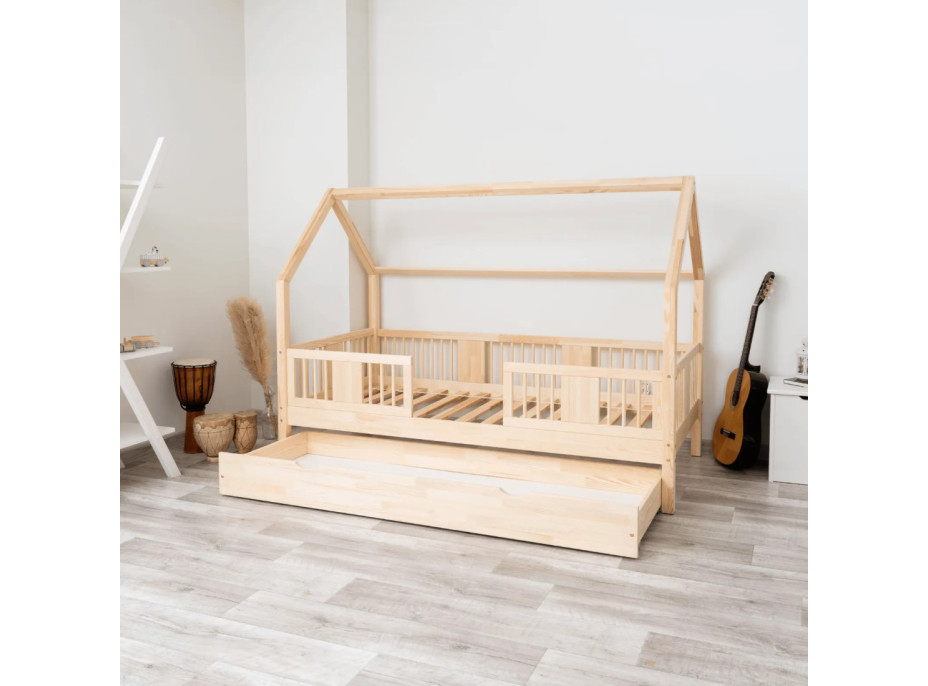 Detská domčeková posteľ z masívu borovice LUNA L 20 - 190x90 cm