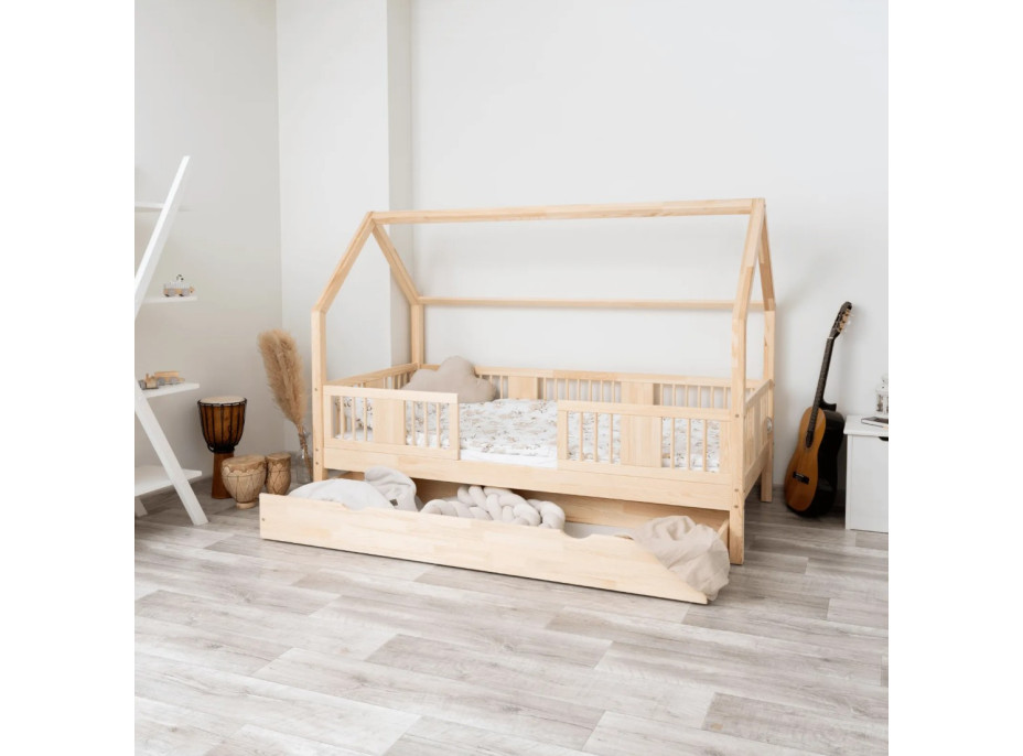 Detská domčeková posteľ z masívu borovice LUNA L 20 - 180x80 cm