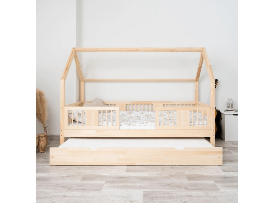 Detská domčeková posteľ z masívu borovice LUNA L 20 - 180x80 cm