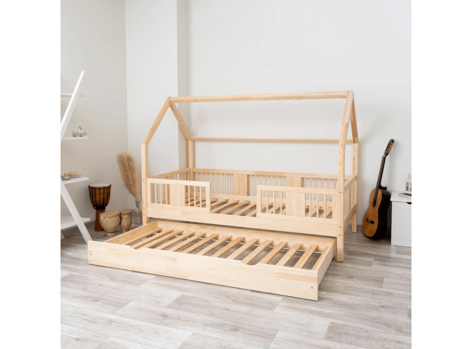 Detská domčeková posteľ z masívu borovice LUNA L 20 - 200x90 cm