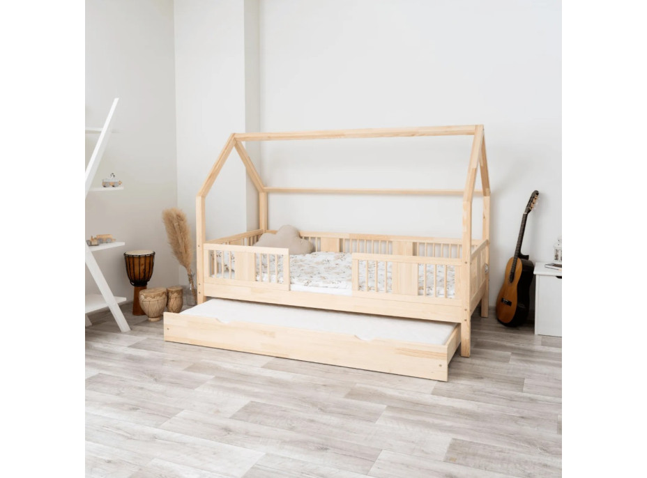 Detská domčeková posteľ z masívu borovice LUNA L 20 - 190x90 cm