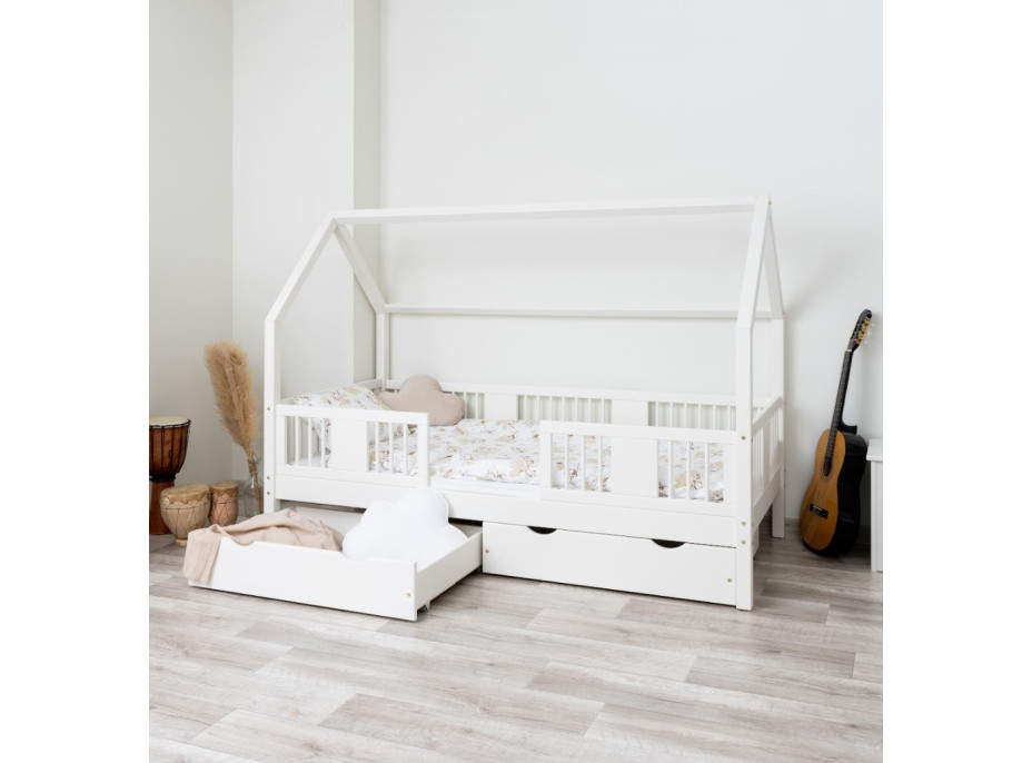 Detská domčeková posteľ z masívu borovice LUNA L 20 - 190x90 cm