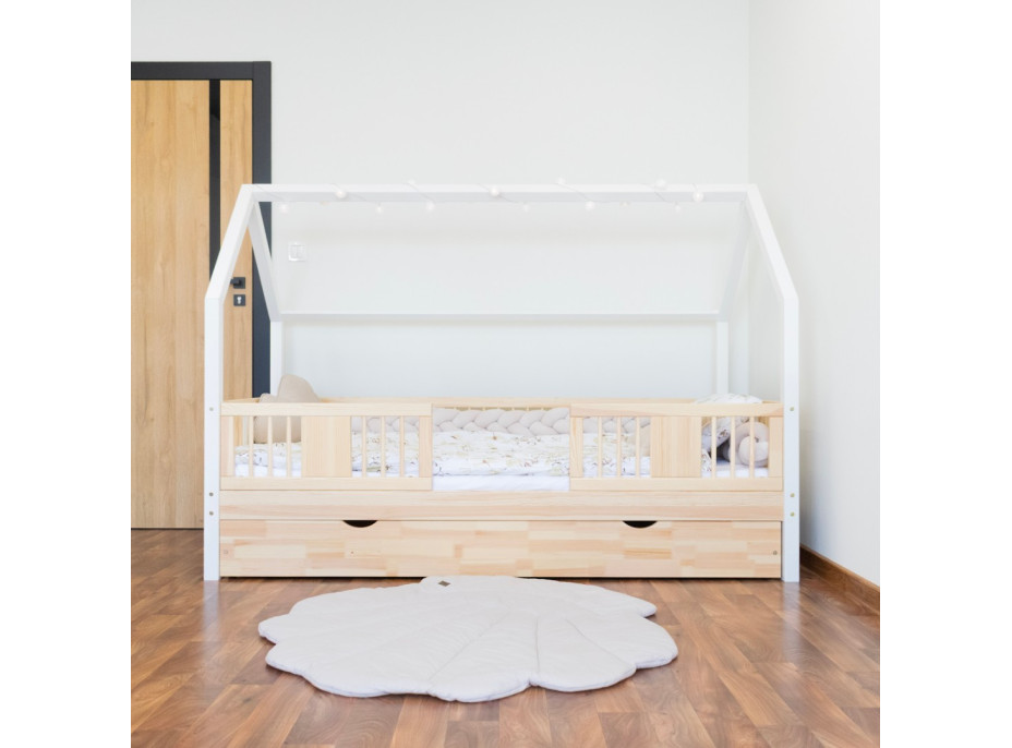 Detská domčeková posteľ z masívu borovice LUNA L 20 - 180x80 cm