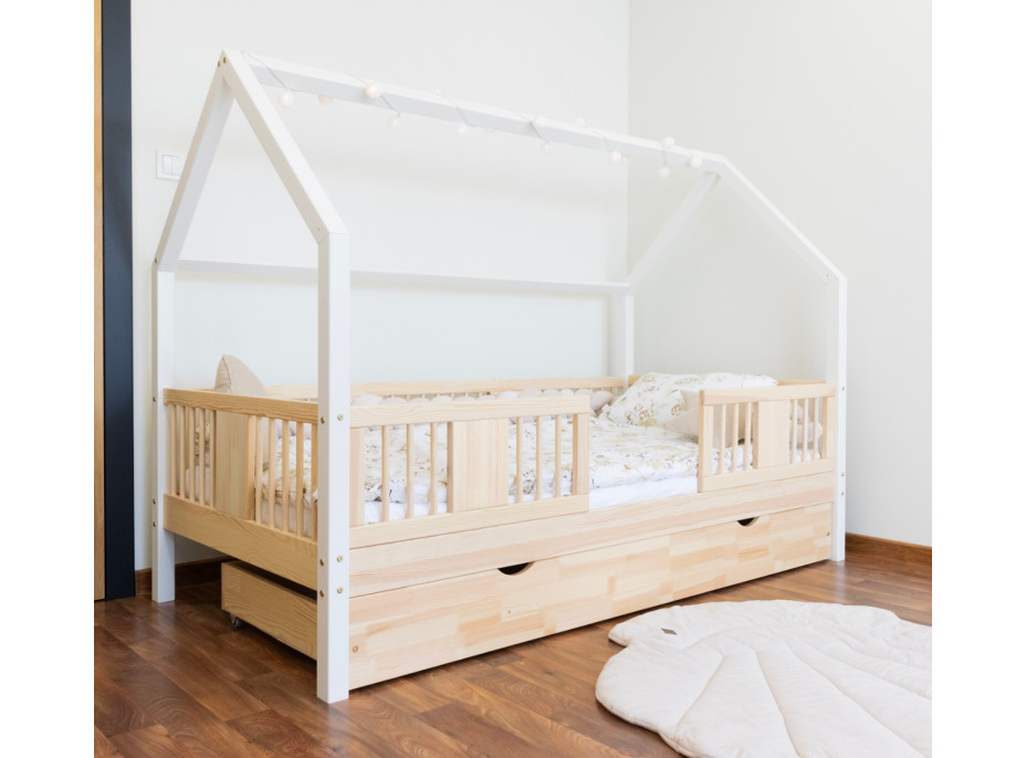 Detská domčeková posteľ z masívu borovice LUNA L 20 - 180x80 cm