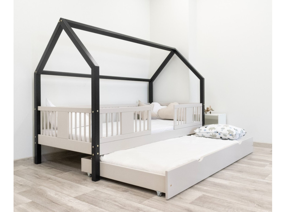 Detská domčeková posteľ z masívu borovice LUNA L 20 - 180x80 cm