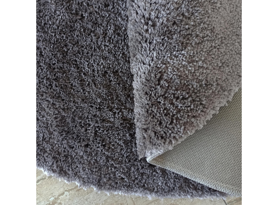 Moderní koberec SHAGGY CAMIL kulatý - tmavě šedý