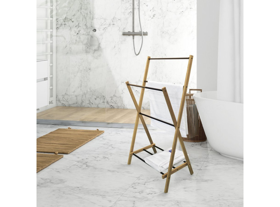 Aqualine WING skladací stojan na uteráky 58x103x35cm, jaseň SP854