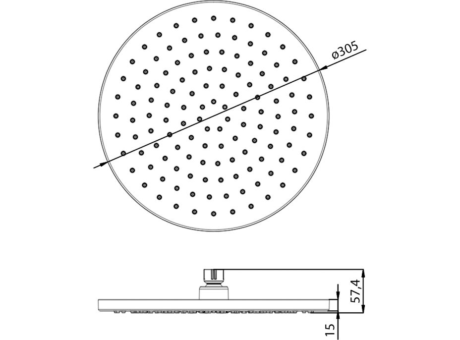 Aqualine Hlavová sprcha, priemer 300mm, ABS/chróm SC124