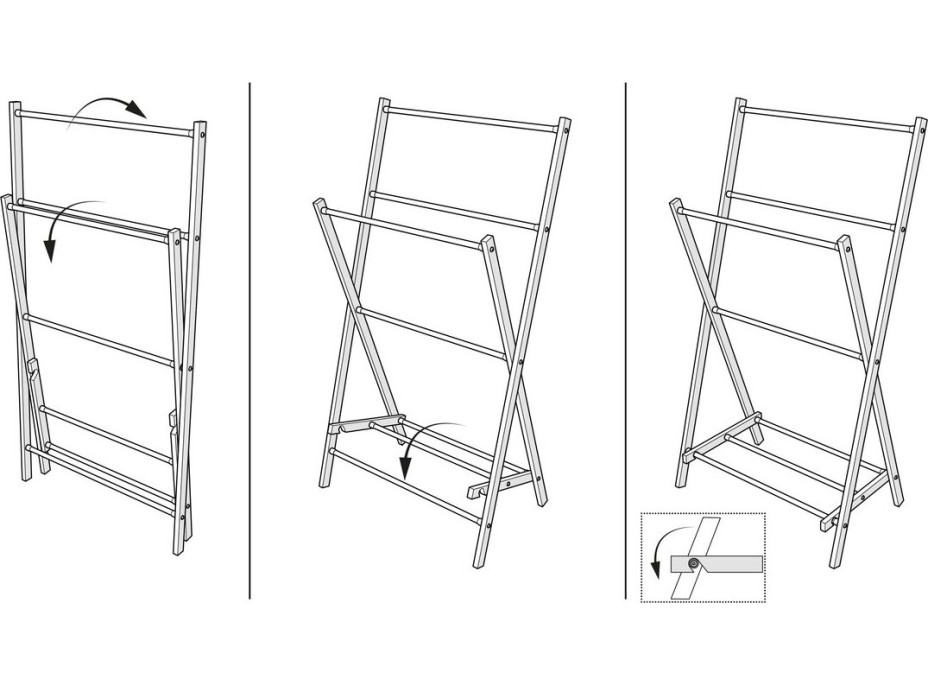 Aqualine WING skladací stojan na uteráky 58x103x35cm, jaseň SP854