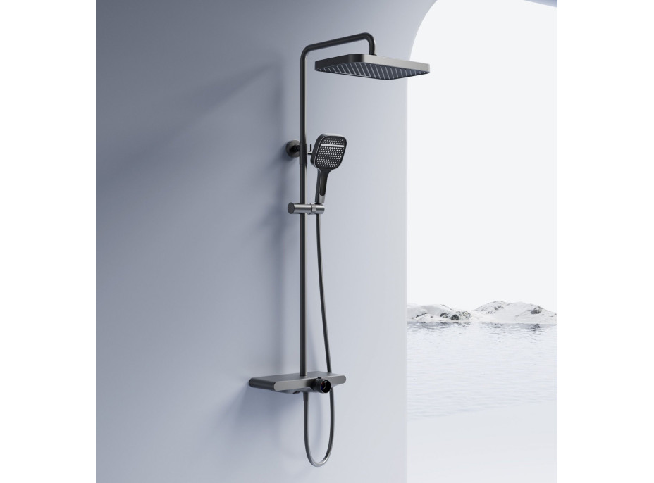 Sprchová súprava Rea BARI s termostatickou batériou a policou - titánová šedá