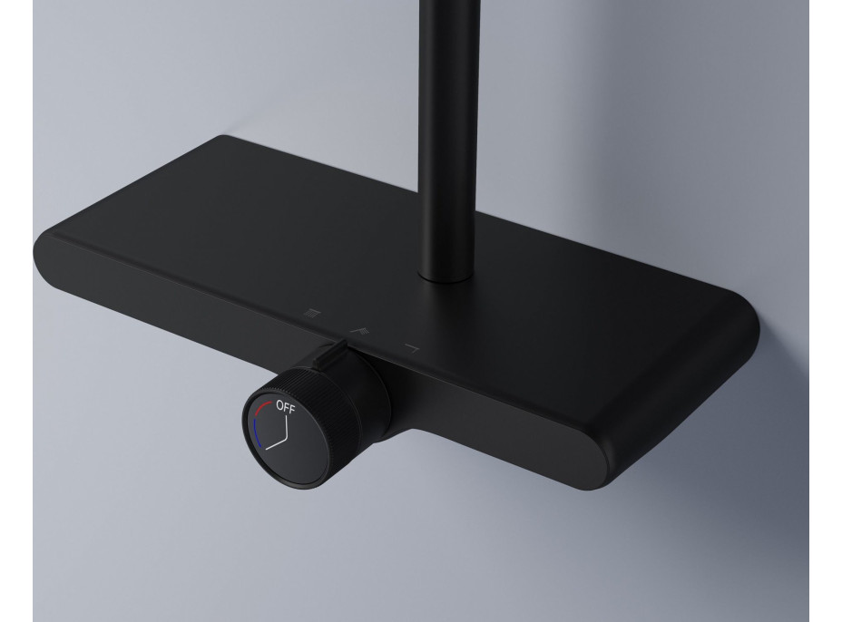 Sprchová súprava Rea BARI s termostatickou batériou a policou - čierna