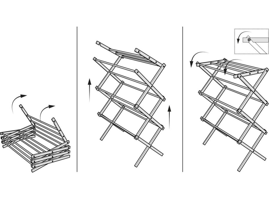 Aqualine CIKCAK skladací stojan na uteráky 73x97x39cm, jaseň SP621
