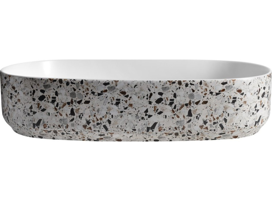 Isvea INFINITY OVAL keramické umývadlo na dosku, 55x36cm, terrazzo 10NF65055-2L-TRZ